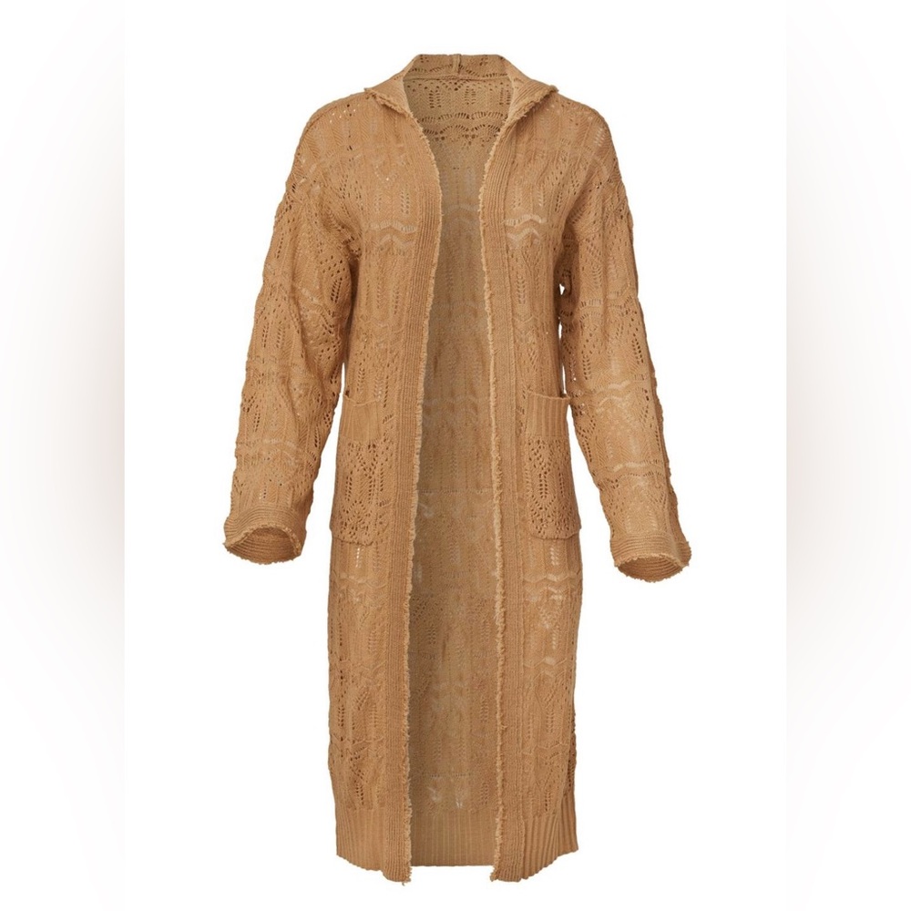 Venus - Fringe Detail Hooded Duster, size M